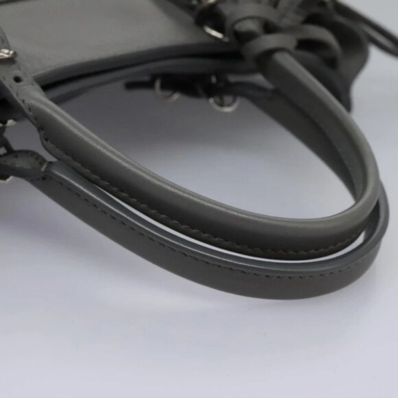 BALENCIAGA Paper Mini Hand Bag Leather Gray 370926 Auth PP323AM - Picture 9 of 16